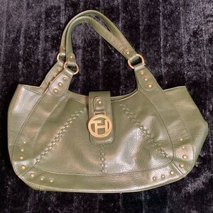 Vintage Y2K Tommy Hilfiger Brown Western Early 2000s Shoulder Bag Purse Green
